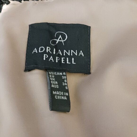 Adrianna Papell Embroidered Lace Overlay Sheath Dress Size 10 Black & Gold/Nude - Picture 9 of 14